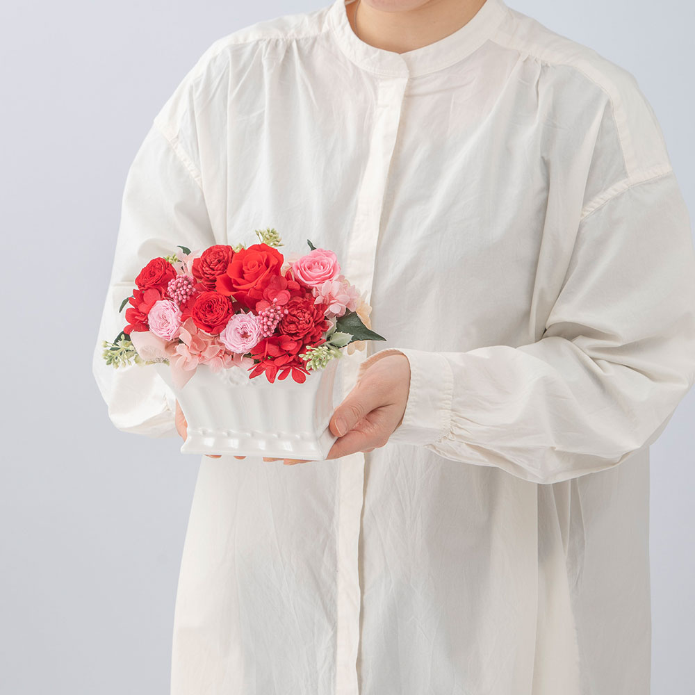 母の日 プリザーブド＆アーティフィシャルアレンジメント「パピヨン・ローズ」