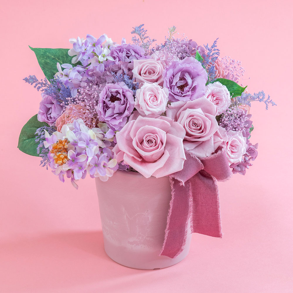 母の日 デザイナーズプリザーブドアレンジメント「ライラック」