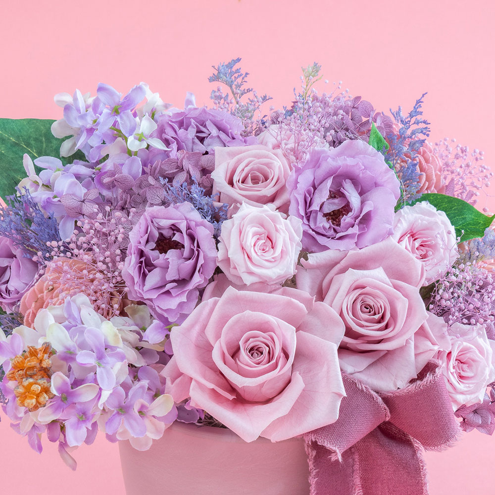 母の日 デザイナーズプリザーブドアレンジメント「ライラック」
