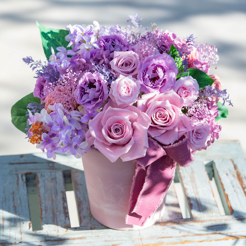 母の日 デザイナーズプリザーブドアレンジメント「ライラック」