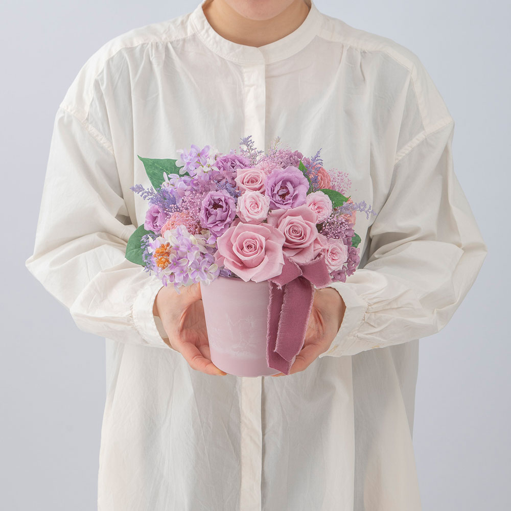 母の日 デザイナーズプリザーブドアレンジメント「ライラック」