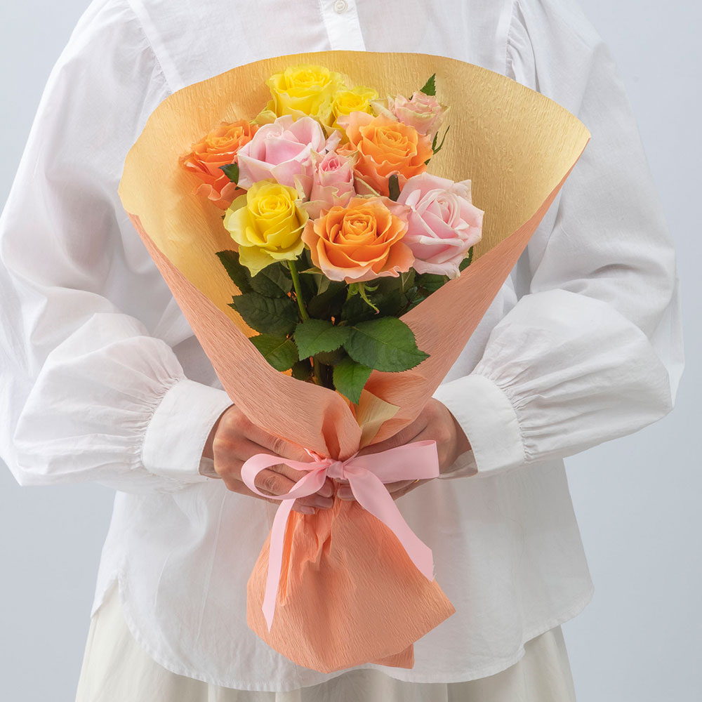 母の日 花束「ローズ（カラーミックス10本）」