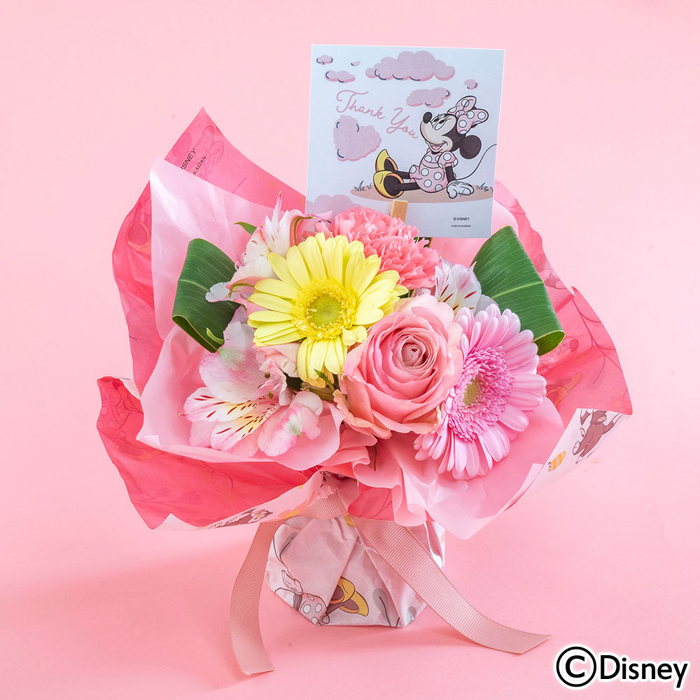 母の日 ディズニー そのまま飾れるブーケ「フラワースマイル」（ミニーマウス）