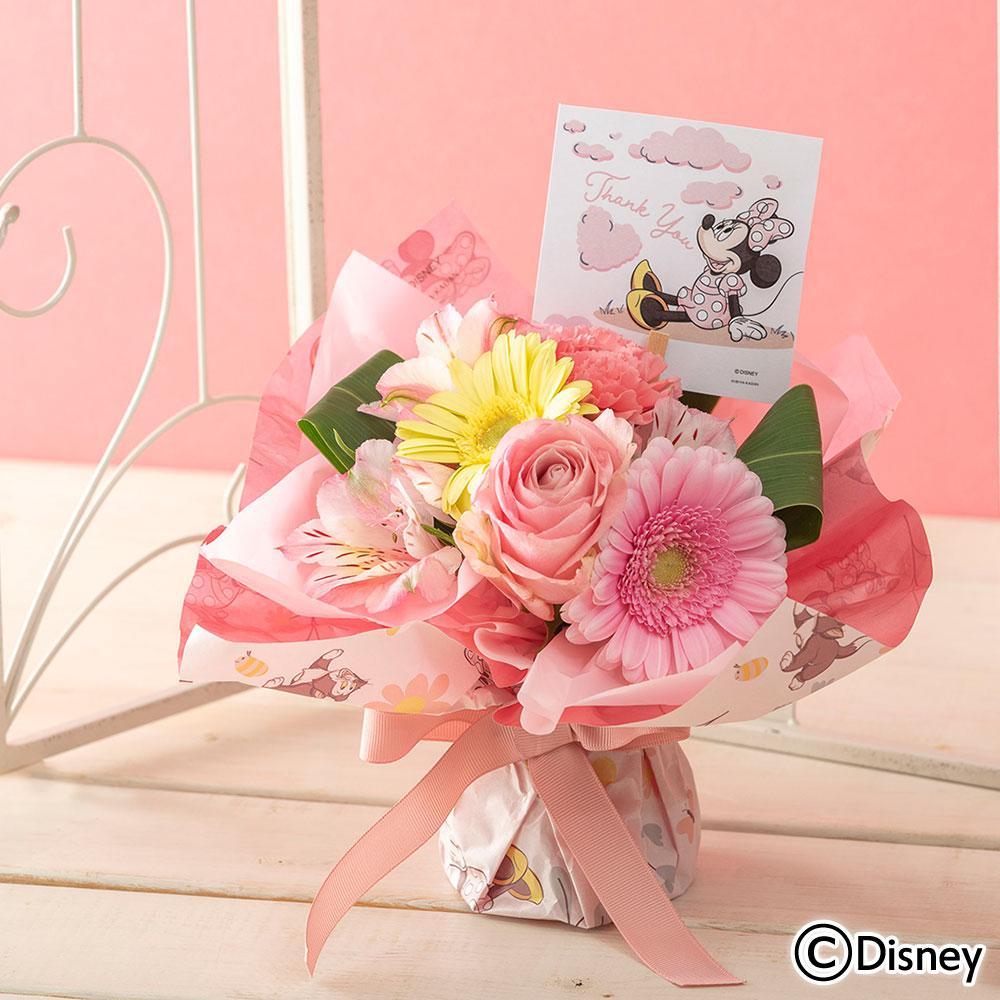 母の日 ディズニー そのまま飾れるブーケ「フラワースマイル」（ミニーマウス）