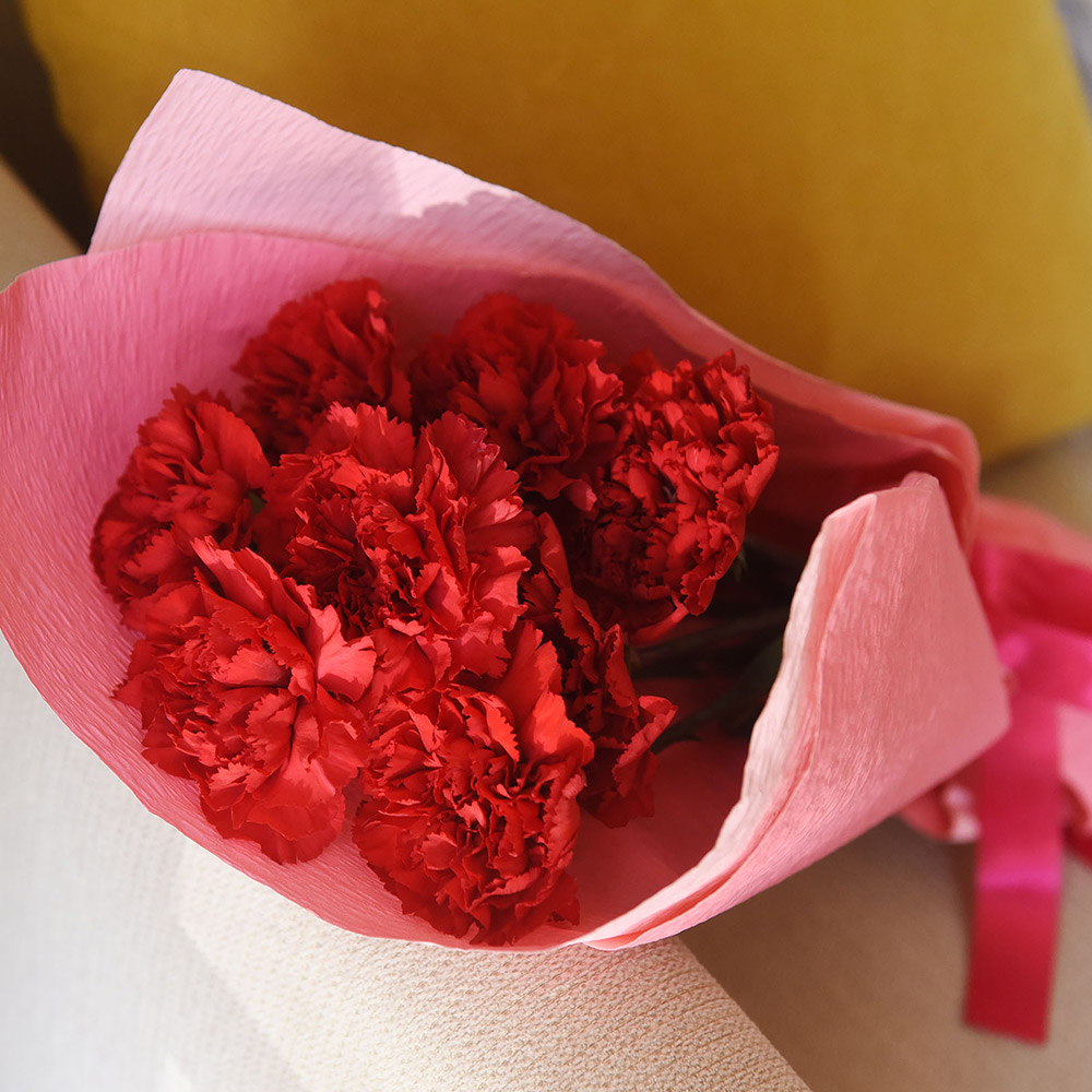 母の日 赤いカーネーションの花束「ありがとうの花」