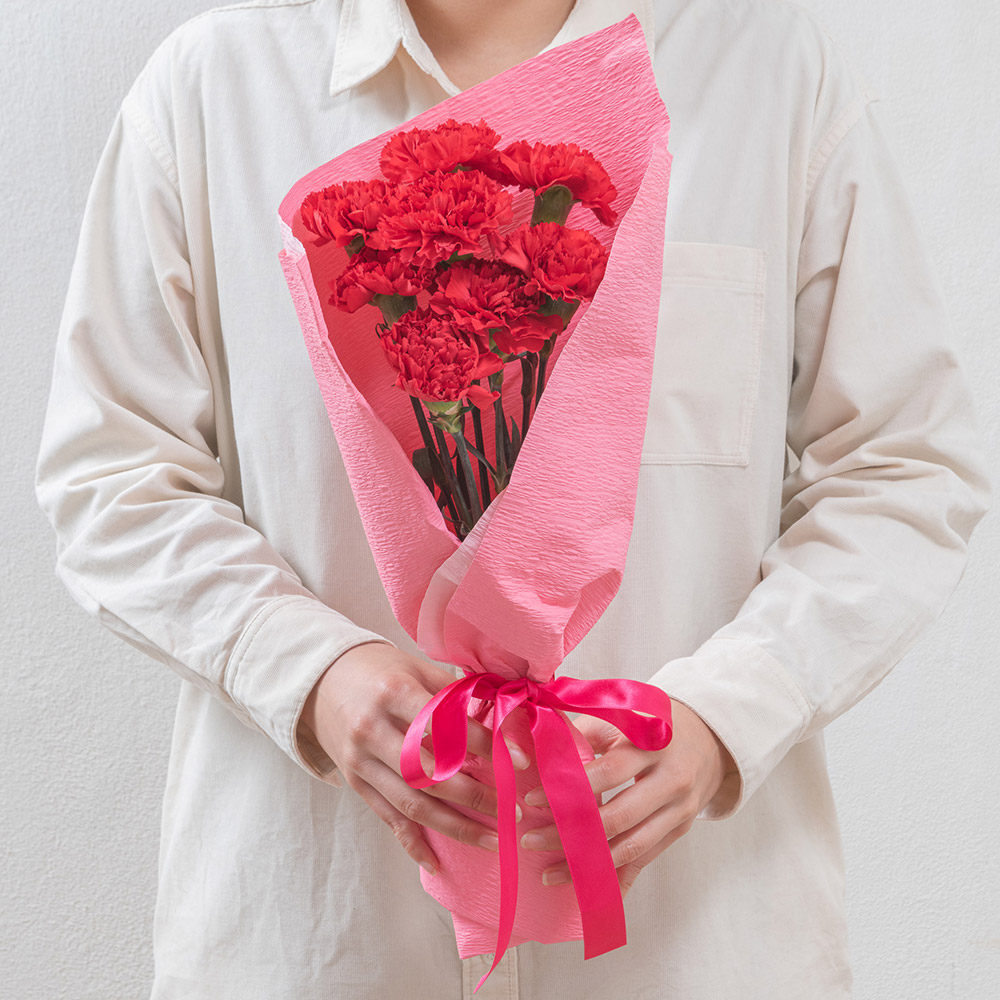 母の日 赤いカーネーションの花束「ありがとうの花」