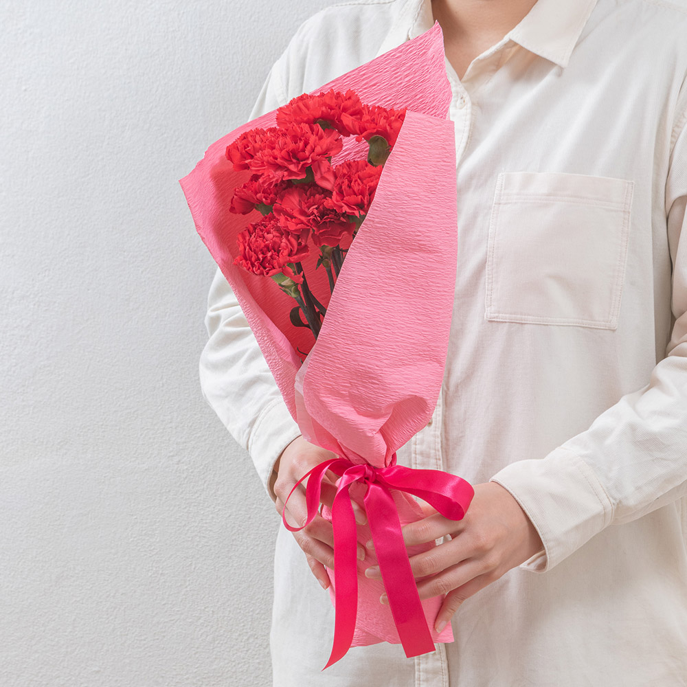 母の日 赤いカーネーションの花束「ありがとうの花」