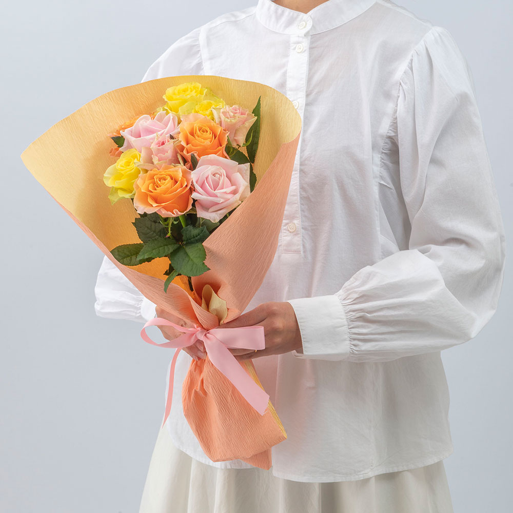 【母の日まだ間に合う！】 花束「ローズ（カラーミックス10本）」