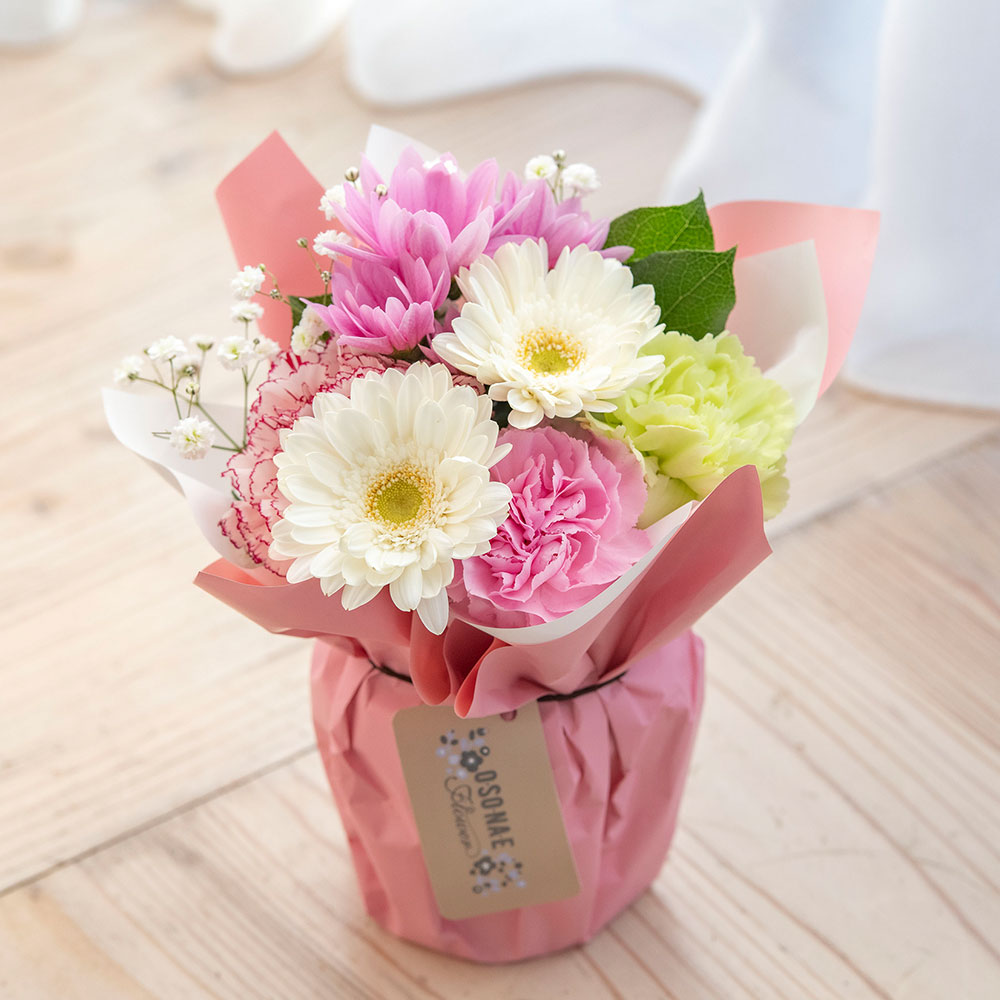 【母の日まだ間に合う】【お供え用】O･SO･NA･E flower 亡き母に贈るそのまま飾れるブーケ