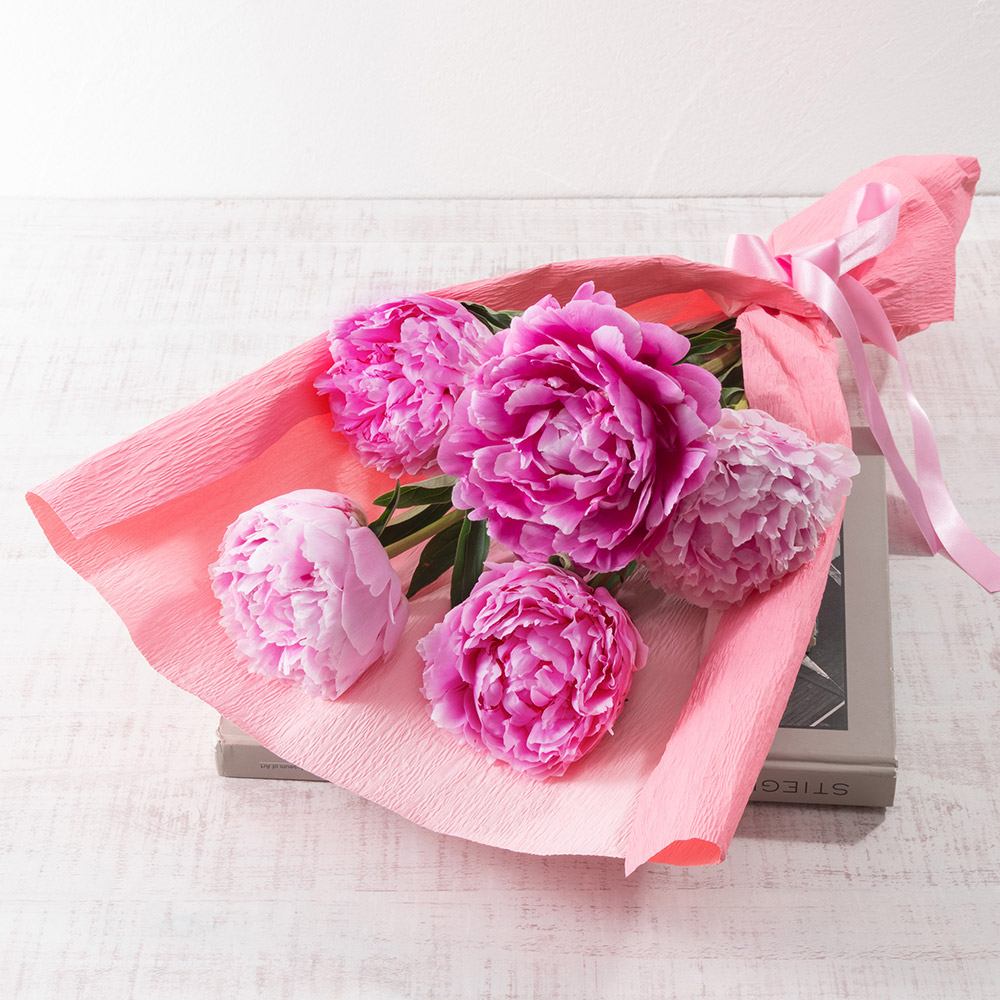 母の日 花束「芍薬（カラーミックス5本）」