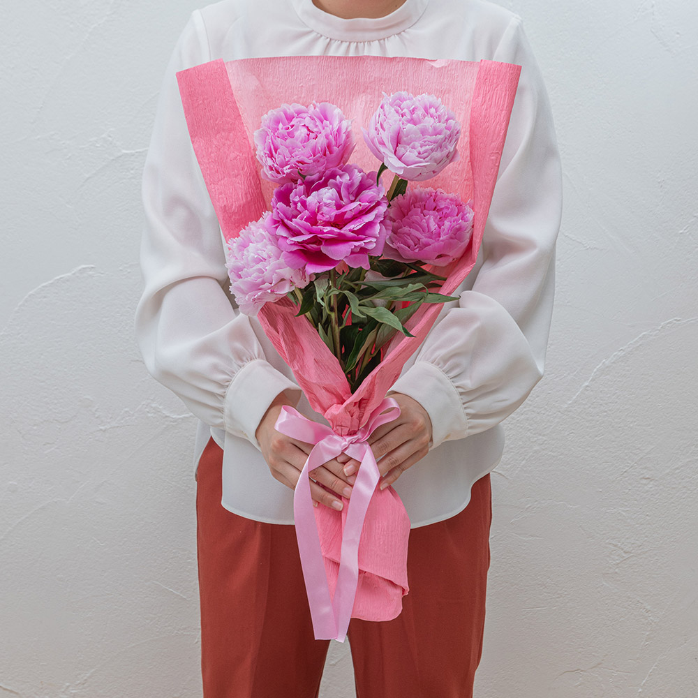 母の日 花束「芍薬（カラーミックス5本）」