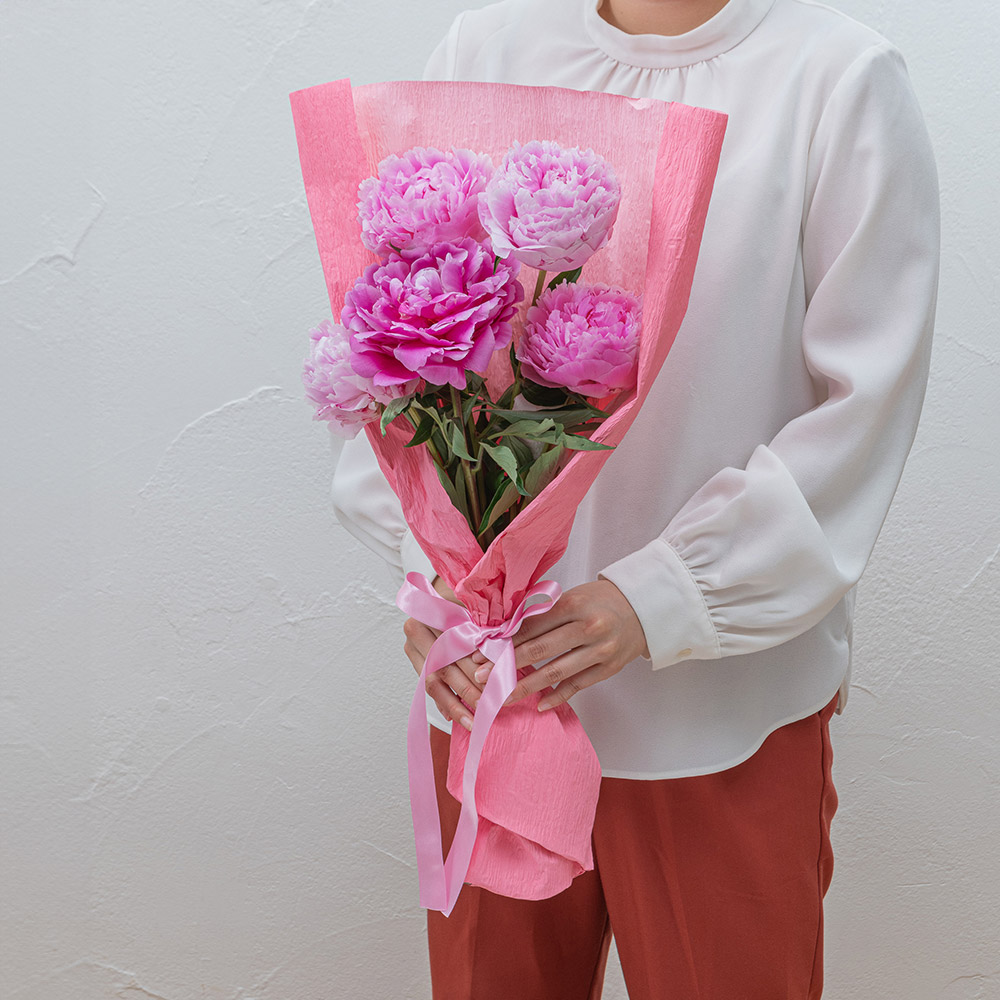 母の日 花束「芍薬（カラーミックス5本）」