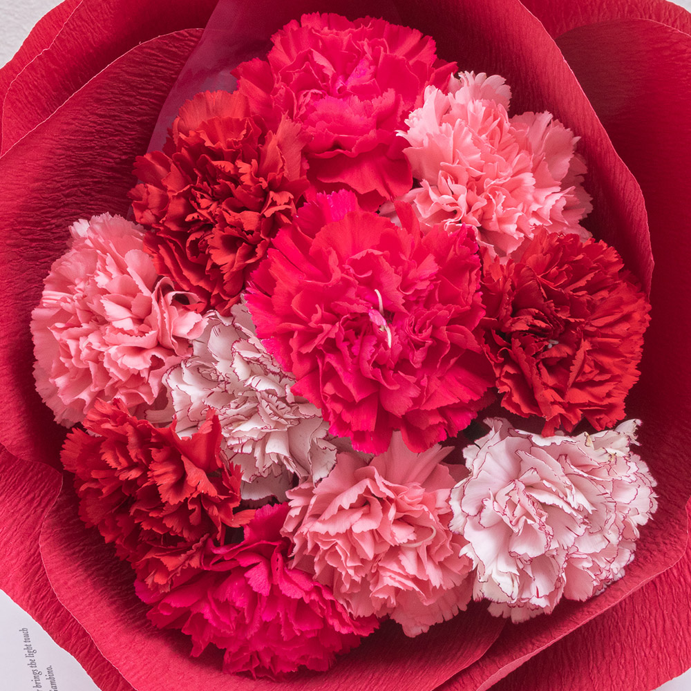 母の日 花の形をした花束「ペタロ・カーネーション メルシー」