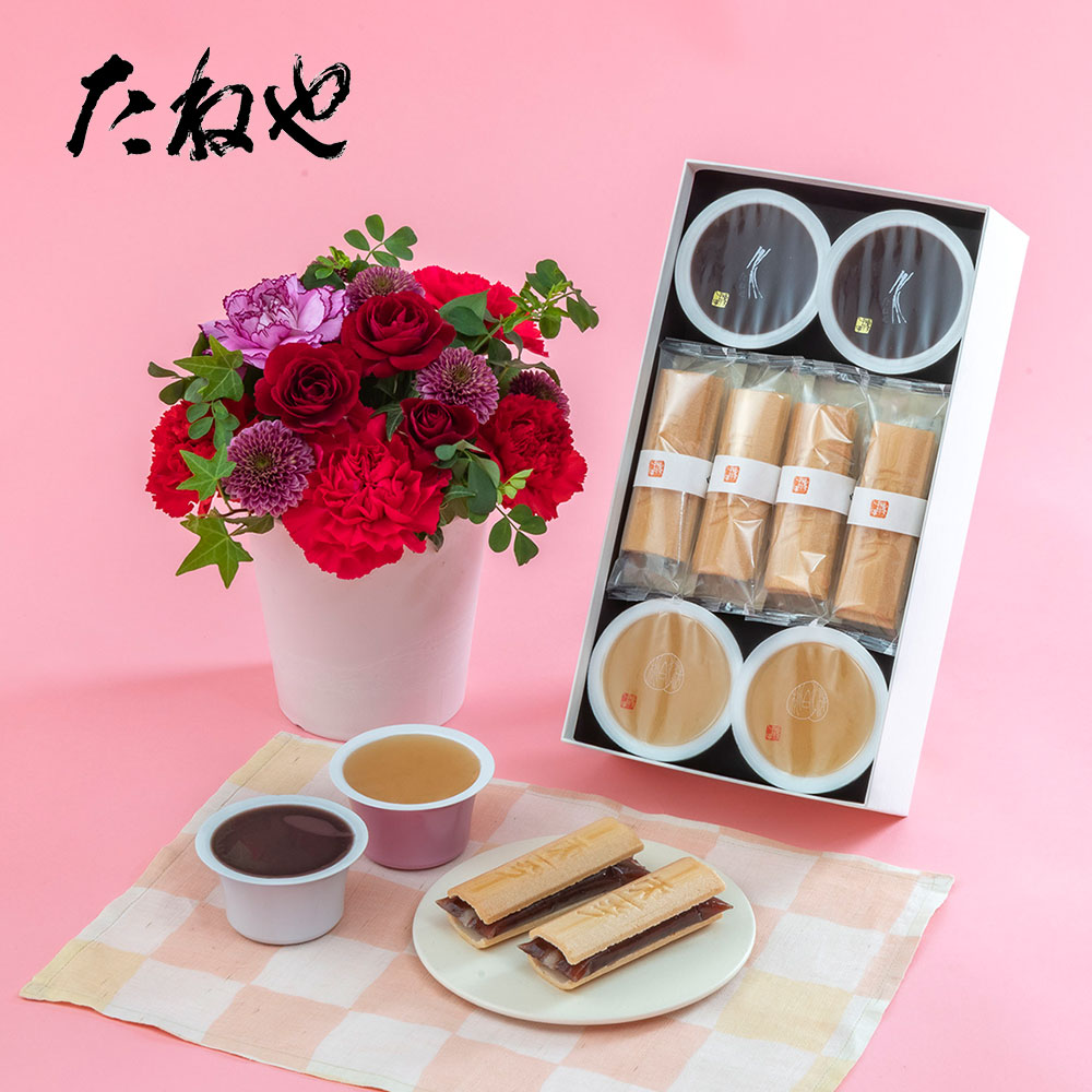 母の日 たねや「涼菓詰合せ」とアレンジメントのセット