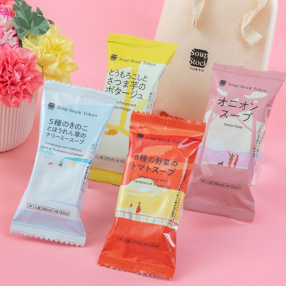 【母の日まだ間に合う！】Soup Stock Tokyo「フリーズドライスープ4種類」とアレンジメントのセット