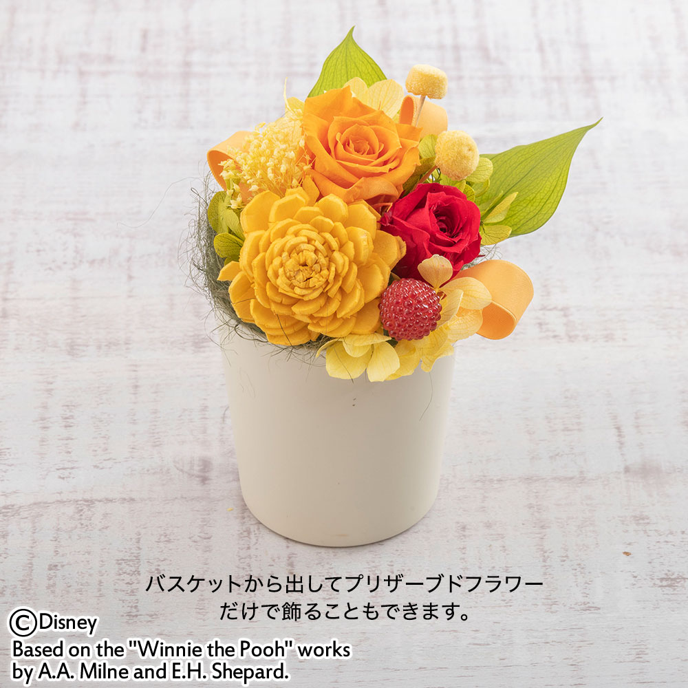 【母の日まだ間に合う！】 ディズニー プリザーブドアレンジメントとぬいぐるみのセット（くまのプーさん）