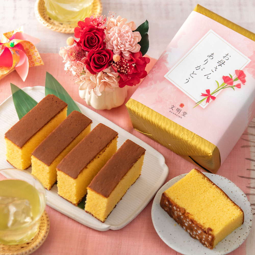 母の日 文明堂「特撰五三カステラ」とプリザーブドアレンジメントのセット