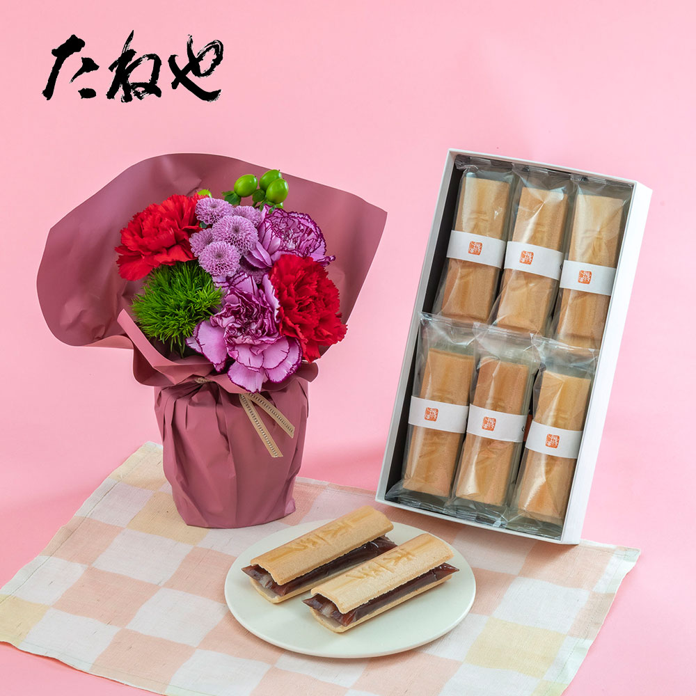 母の日 たねや「ふくみ天平6個入」とそのまま飾れるブーケのセット