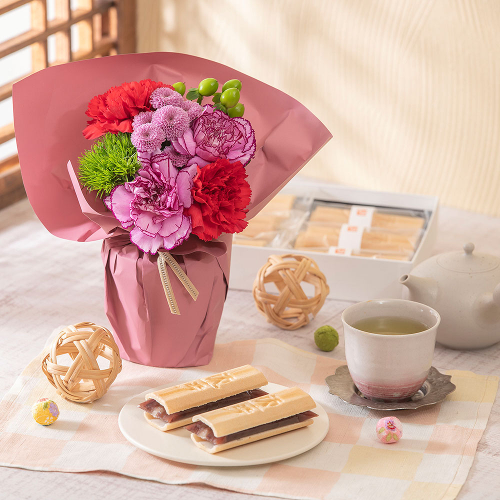 母の日 たねや「ふくみ天平6個入」とそのまま飾れるブーケのセット