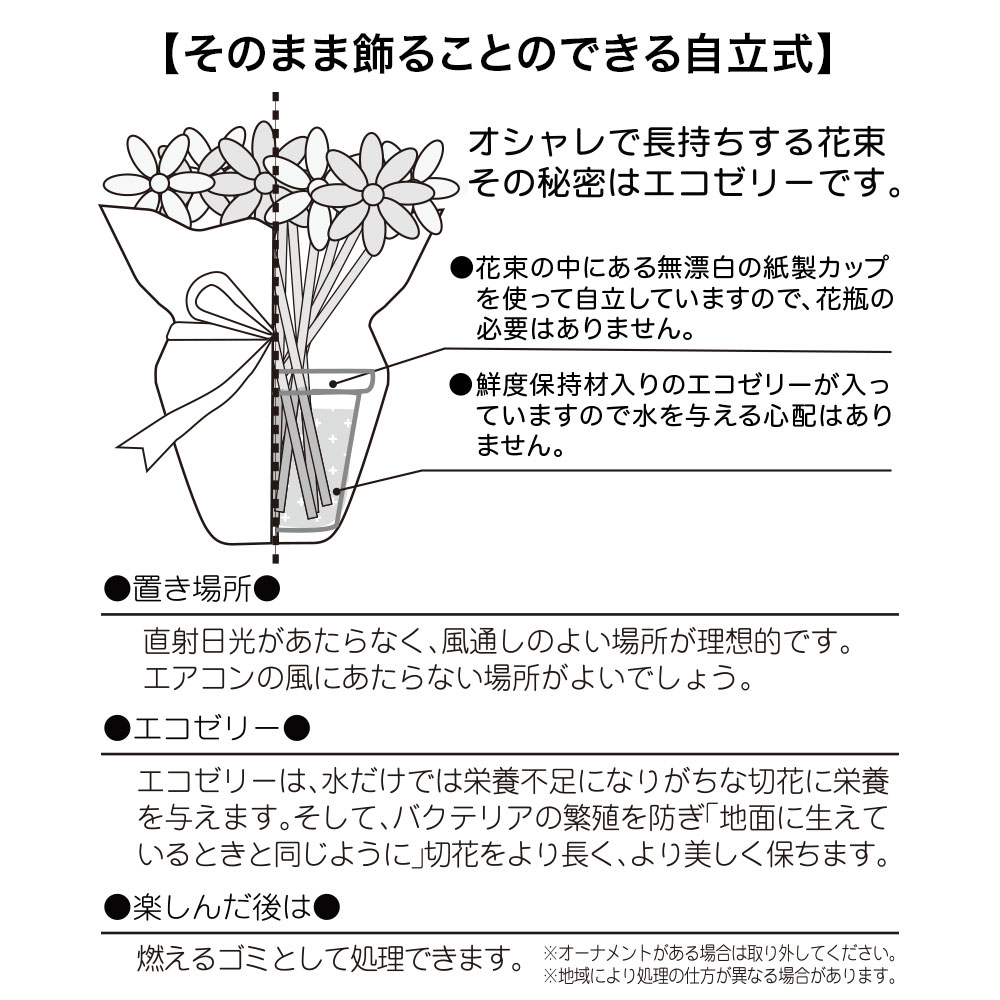 母の日 東京フラワーブーケ「リーフパイ」とそのまま飾れるブーケのセット