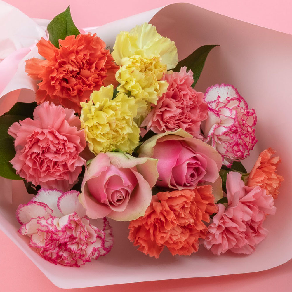 母の日 銀座千疋屋「マスクメロン」と花束のセット（果物別送）