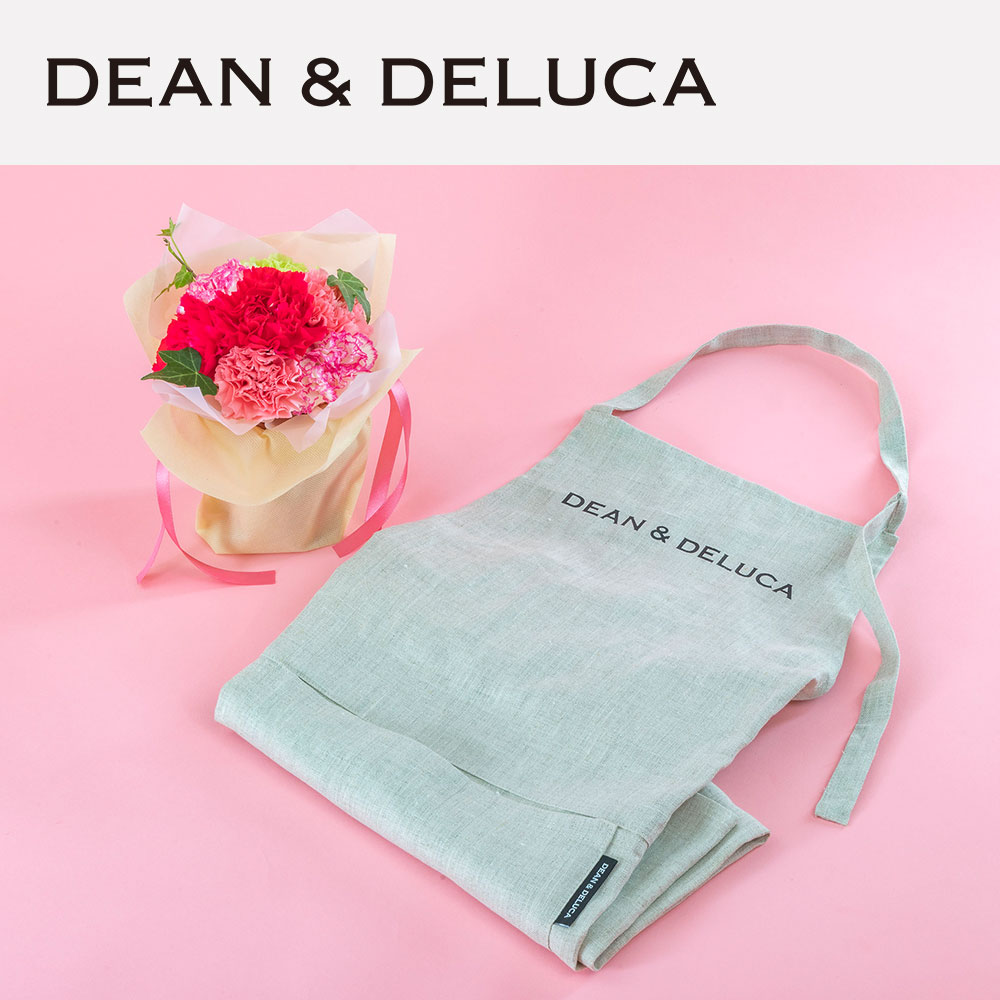 母の日 DEAN ＆ DELUCA「リネンフルエプロン」とそのまま飾れるブーケのセット