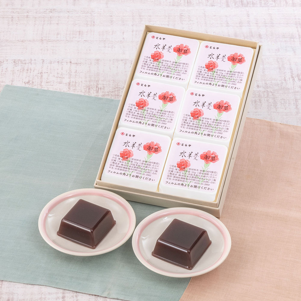 母の日 とらや「母の日水羊羹6個入」とそのまま飾れるブーケのセット