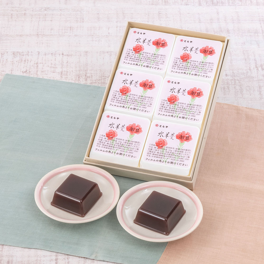 母の日 とらや「母の日水羊羹6個入」とカーネーション鉢（ピンク系）のセット