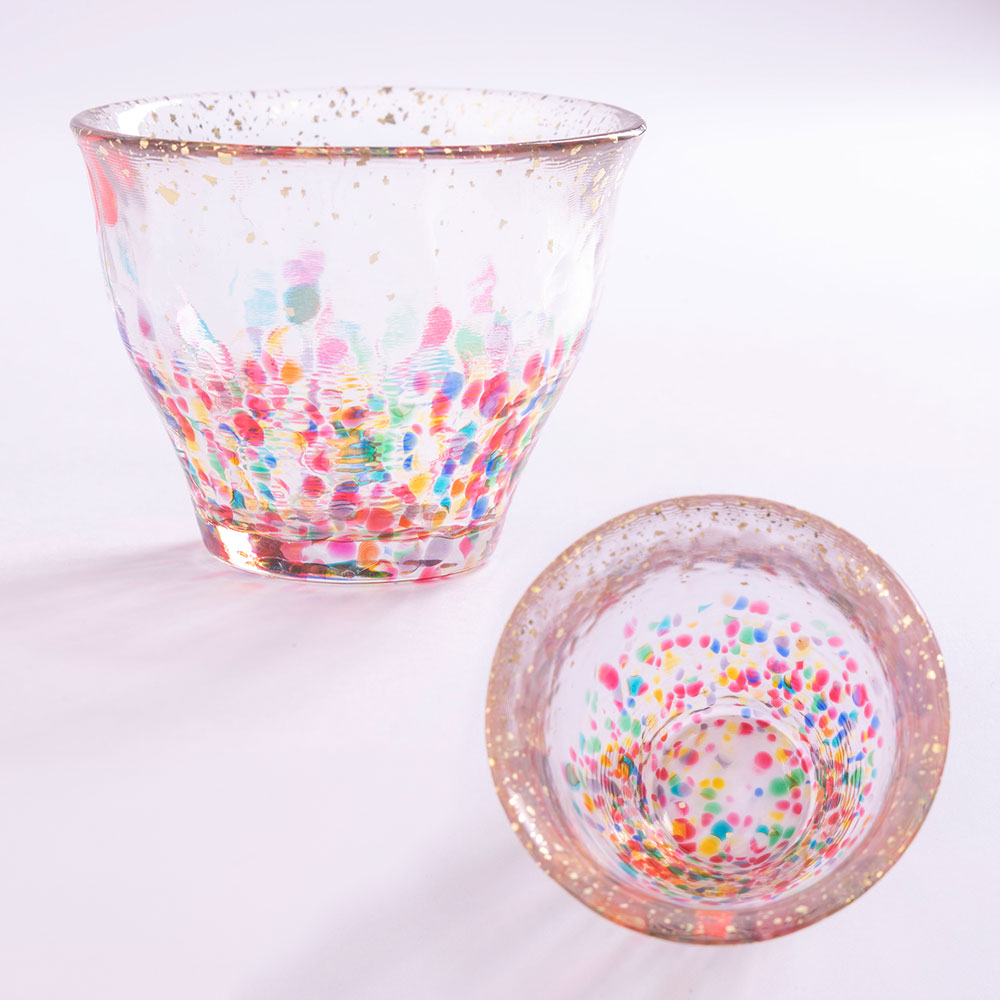 【父の日まだ間に合う！】父の日 津軽びいどろ「MATSURI 金彩ぐいのみペア」とアレンジメントのセット