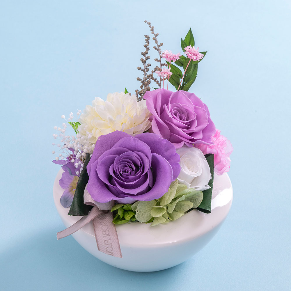 【お供え用】亡き父へ贈る 鳩居堂｢お線香いかるが｣とプリザーブド＆アーティフィシャルフラワーアレンジメントのセット