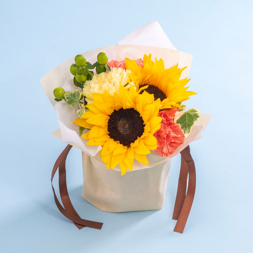 父の日 京蕎麦「丹波ノ霧 半なま蕎麦」とそのまま飾れるブーケのセット