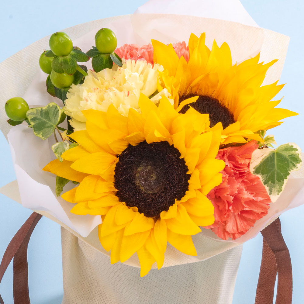 父の日 京蕎麦「丹波ノ霧 半なま蕎麦」とそのまま飾れるブーケのセット