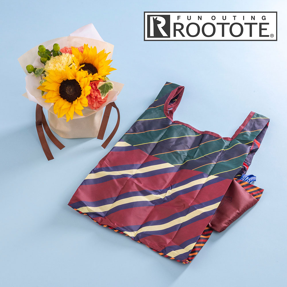 父の日 ルートート「RO.ルーショッパー.ポケットスクエア-A」とそのまま飾れるブーケのセット