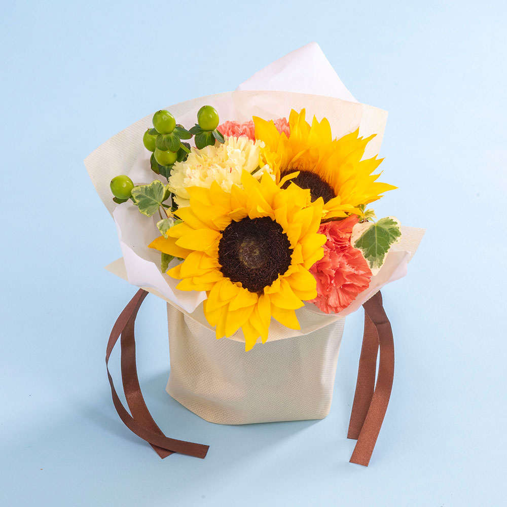 父の日 ルートート「RO.ルーショッパー.ポケットスクエア-A」とそのまま飾れるブーケのセット