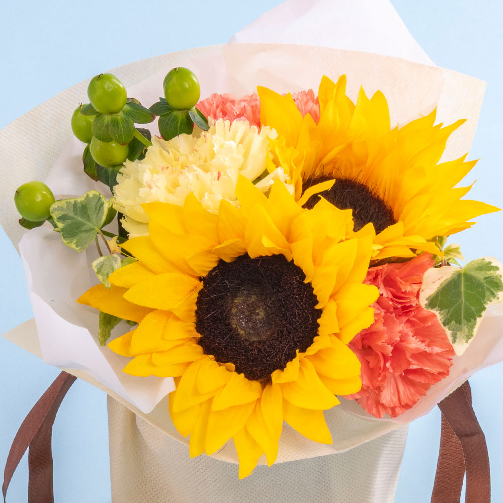 父の日 ラコステ「タオルハンカチ」とそのまま飾れるブーケのセット