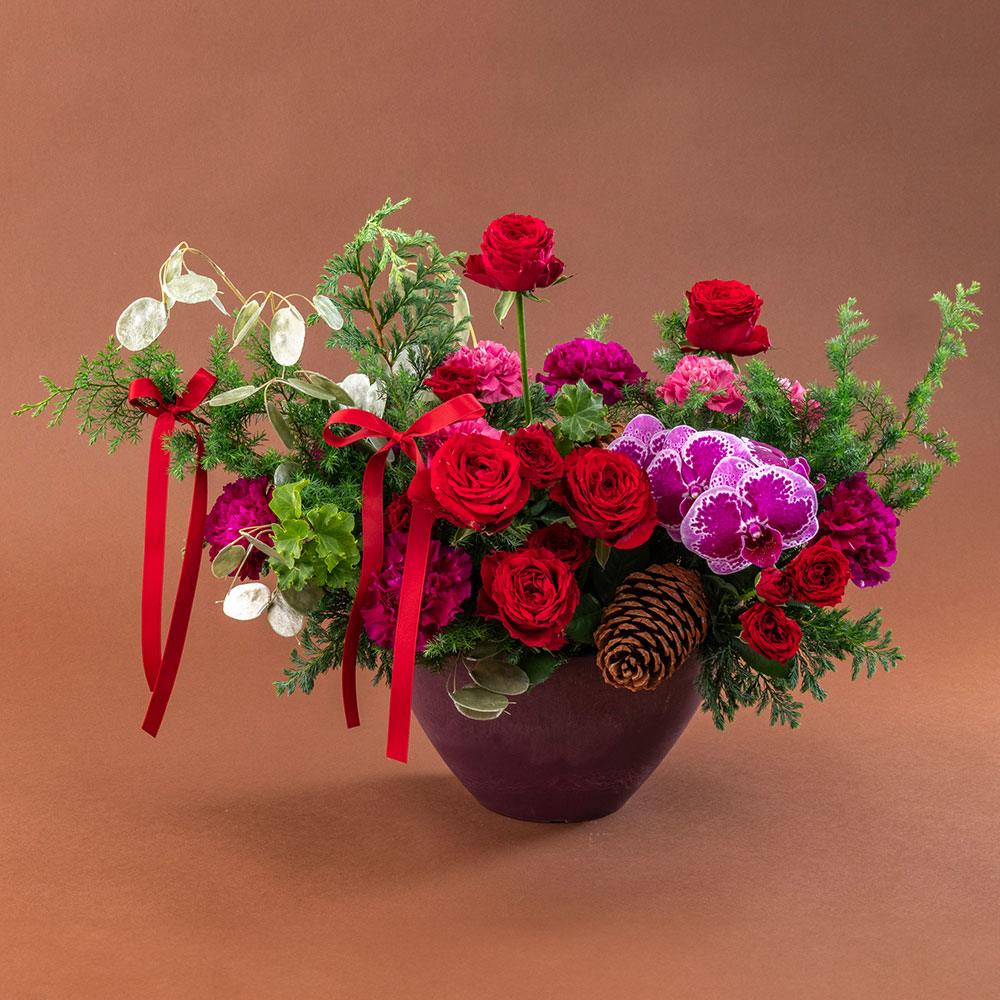 クリスマス デザイナーズアレンジメント「リュバンルージュ」