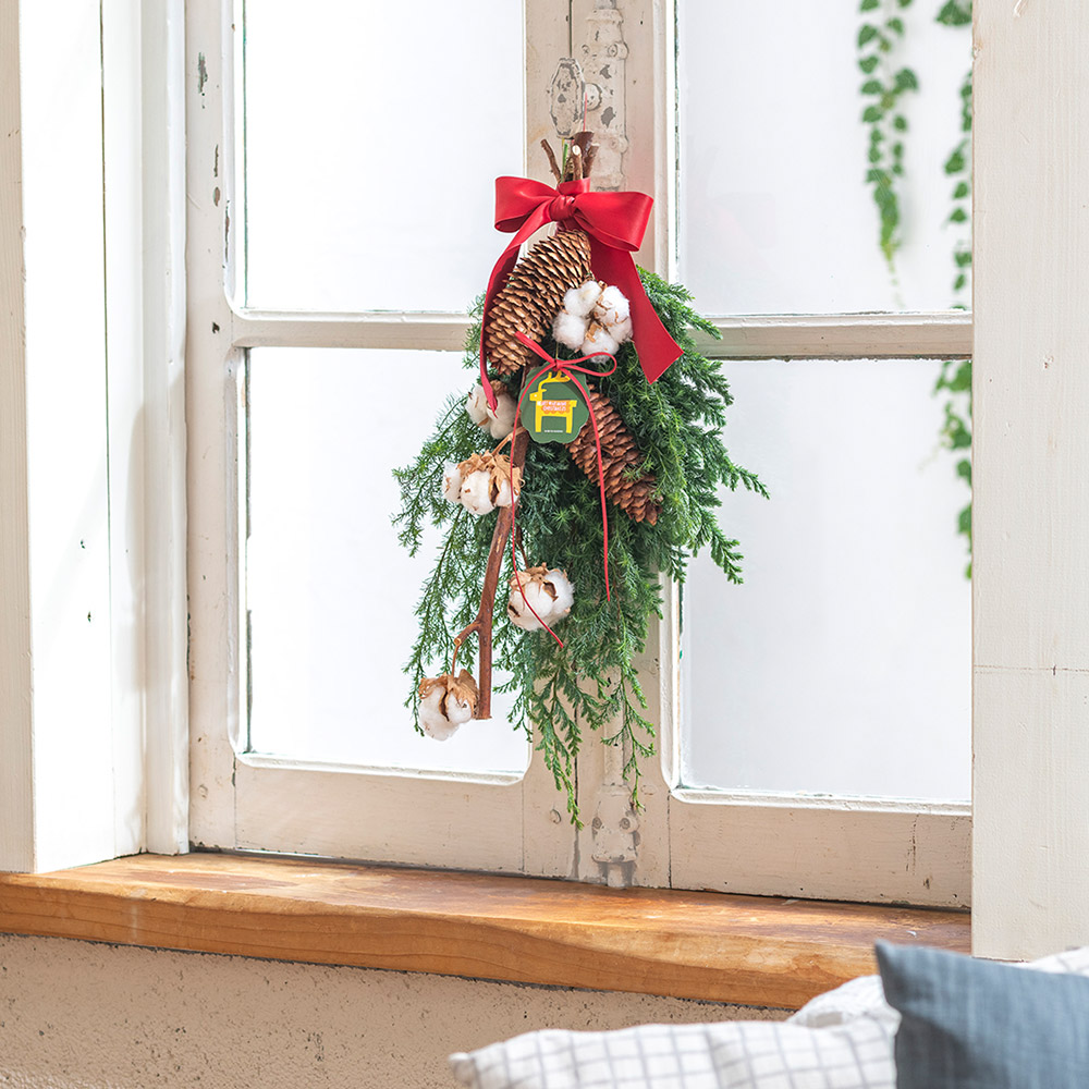 クリスマス フレッシュスワッグ「グローブ」
