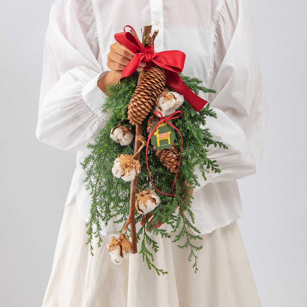クリスマス フレッシュスワッグ「グローブ」
