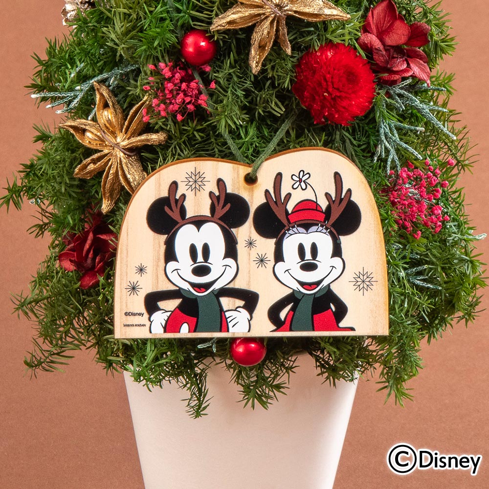 クリスマス ディズニー プリザーブド＆ドライフラワーアレンジメント「ハッピーホリデー（ミッキーマウス＆ミニーマウス）」
