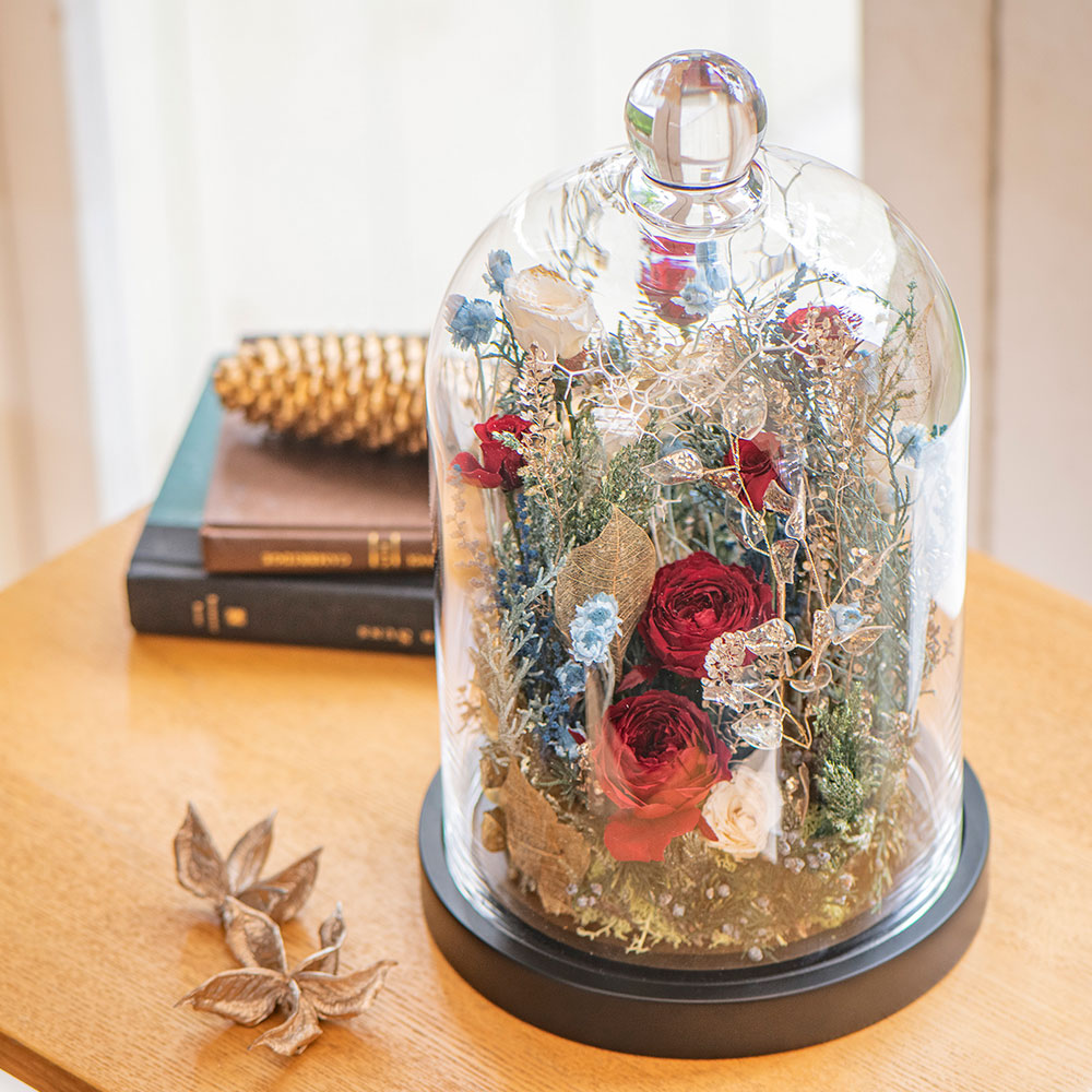 クリスマス デザイナーズ プリザーブド&アーティフィシャルフラワーアレンジメント「ブランディーユ」