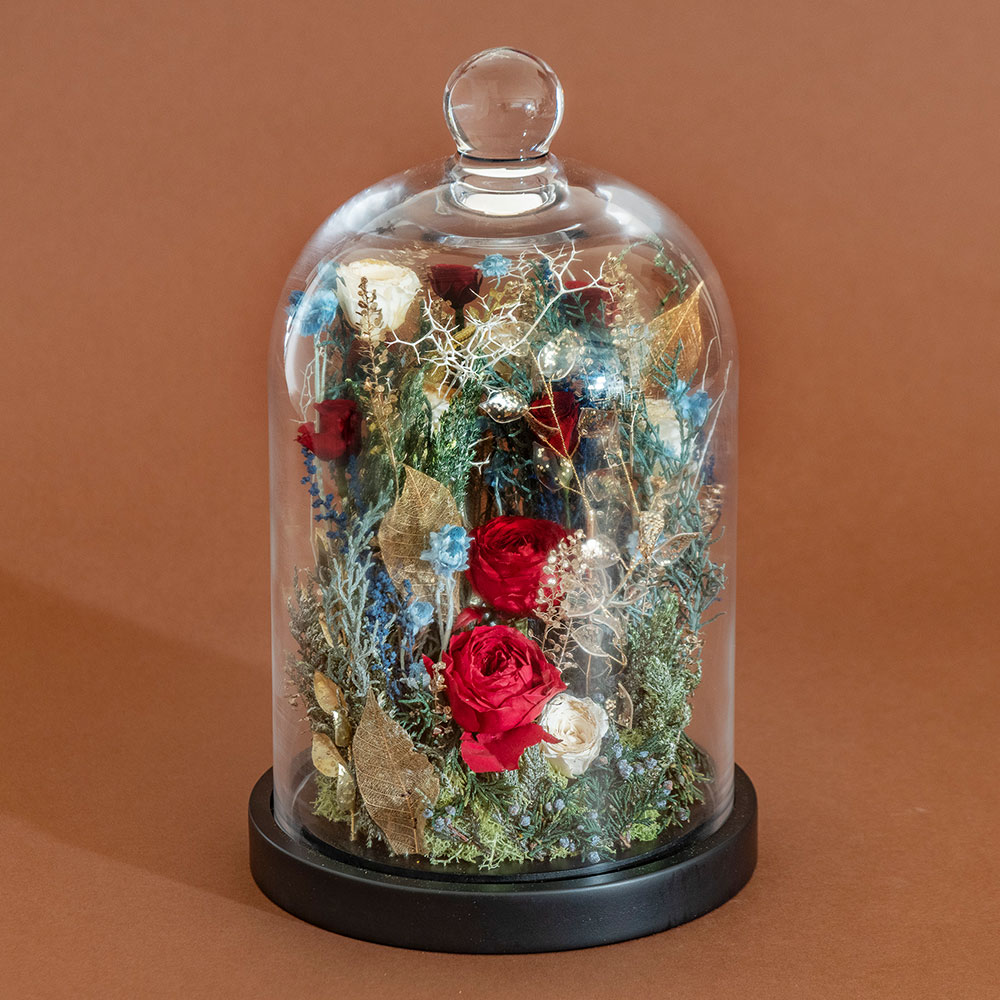 【クリスマスまだ間に合う！】 デザイナーズ プリザーブド＆アーティフィシャルフラワーアレンジメント「ブランディーユ」