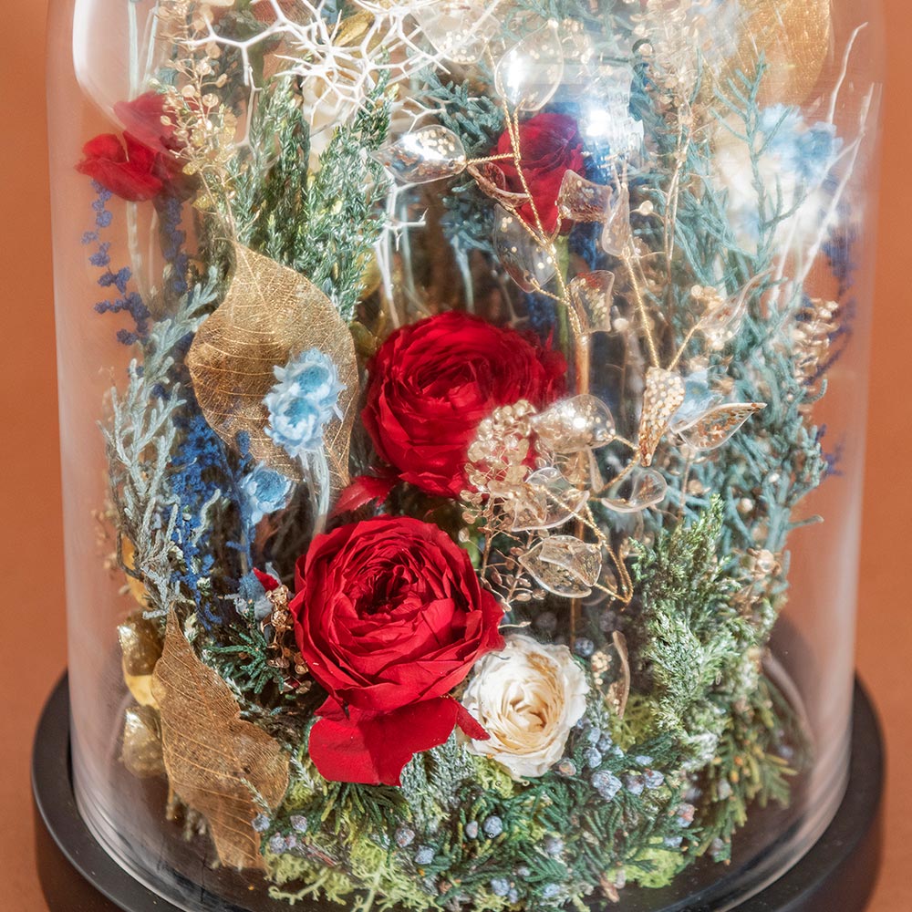 【クリスマスまだ間に合う！】 デザイナーズ プリザーブド＆アーティフィシャルフラワーアレンジメント「ブランディーユ」