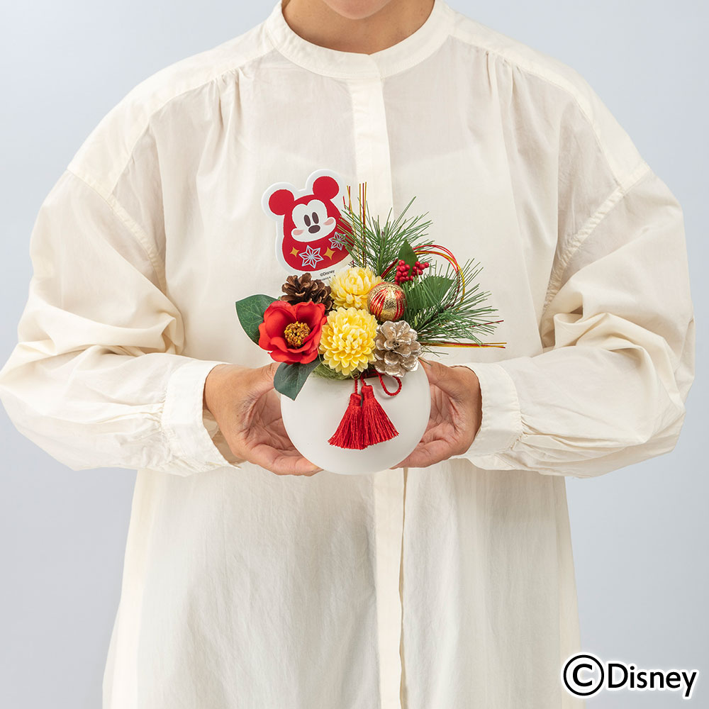 お正月 ディズニー アーティフィシャルフラワーアレンジメント「謹賀新年（ミッキーマウス）」