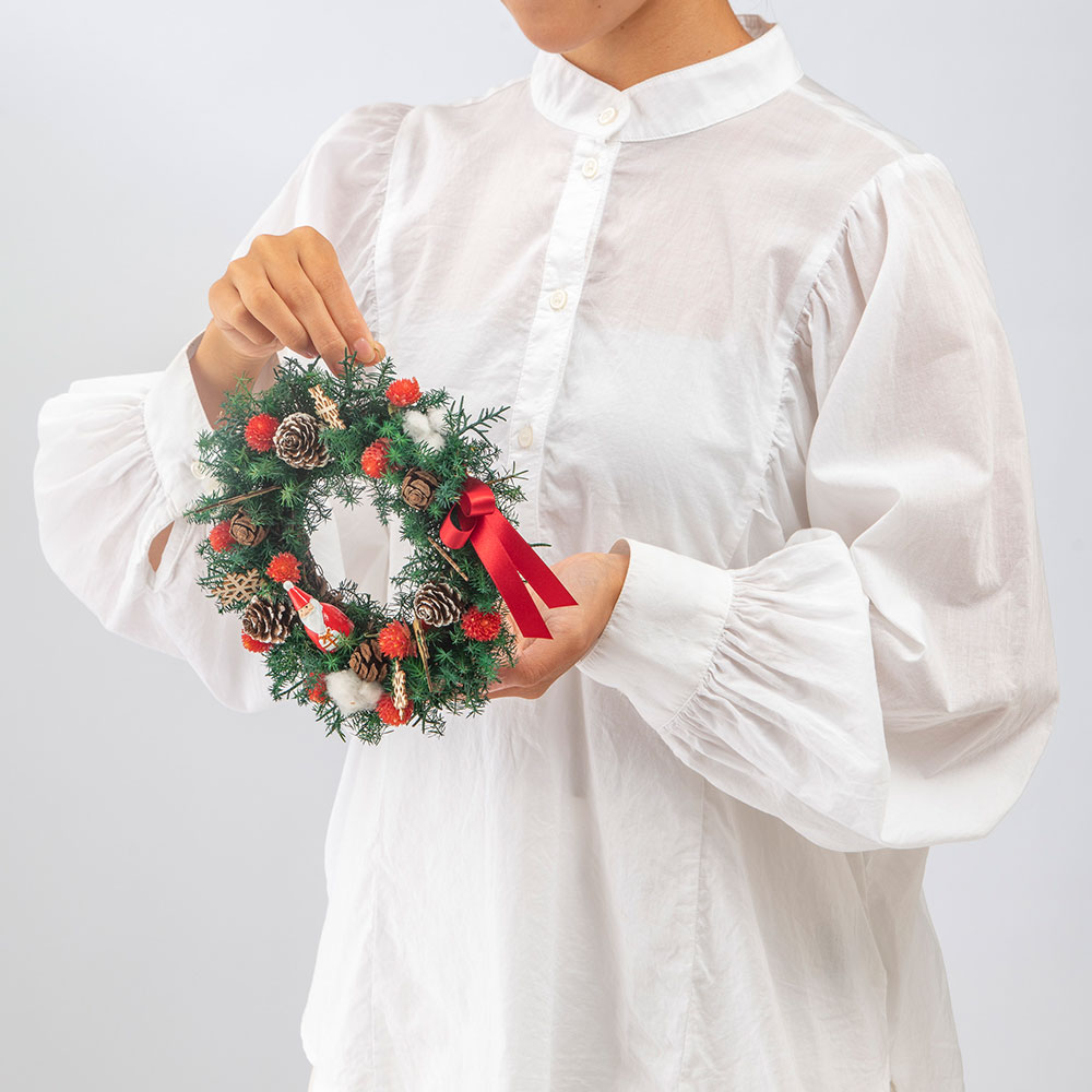 クリスマス ドライフラワーリース「サンタ・ドロップ」