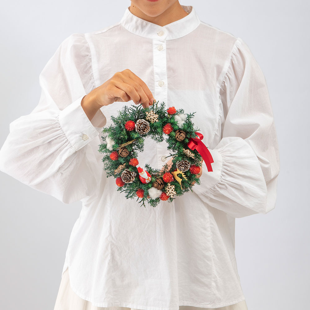 【クリスマスまだ間に合う！】 ドライフラワーリース「サンタ・ドロップ」