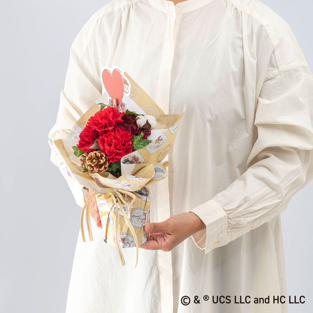 クリスマス おさるのジョージ そのまま飾れるブーケ「ハートフル」