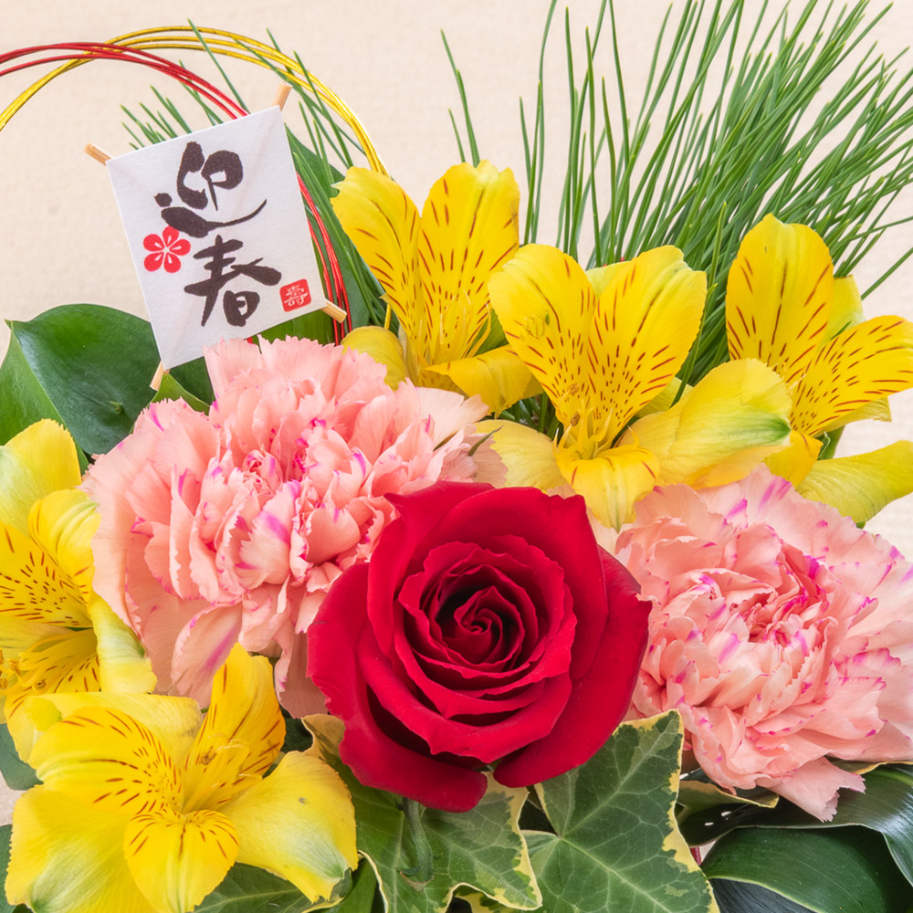 お正月 長﨑堂 どら焼き「栗入りみかさ」とアレンジメントのセット