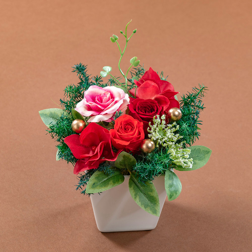 【クリスマスまだ間に合う！】 ソウ・エクスペリエンス「レストランギフト（BROWN）」体験ギフトとプリザーブドフラワーのセット