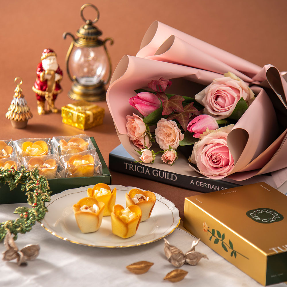 クリスマス TOKYO TULIP ROSE「チューリップローズ6個入り」と花束のセット