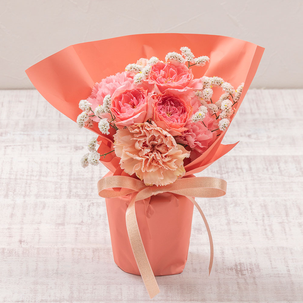 【12月30日お届け！】お正月 出羽桜酒造 吟醸「ウィリアム・モリス ピンクラベル」とそのまま飾れるブーケのセット